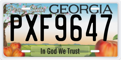 GA license plate PXF9647