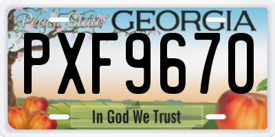 GA license plate PXF9670
