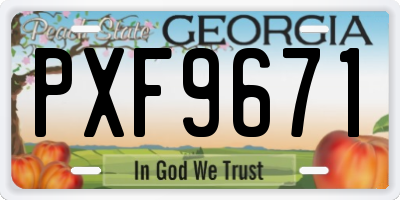 GA license plate PXF9671