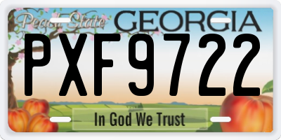 GA license plate PXF9722