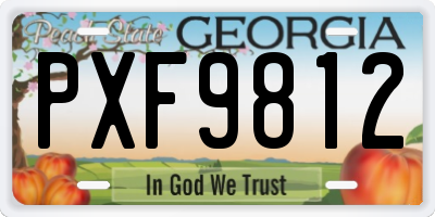 GA license plate PXF9812