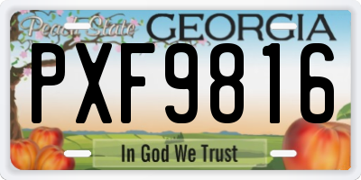 GA license plate PXF9816