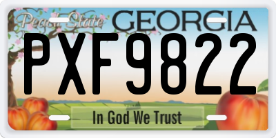 GA license plate PXF9822
