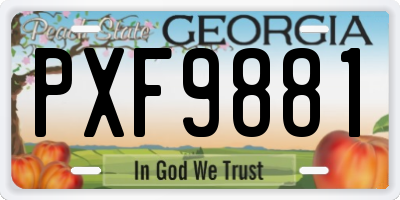 GA license plate PXF9881