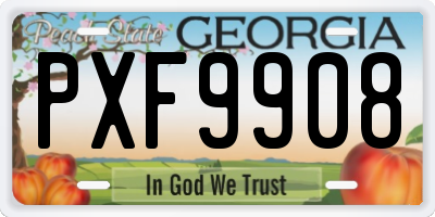 GA license plate PXF9908