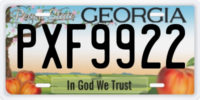 GA license plate PXF9922