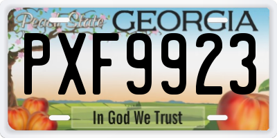 GA license plate PXF9923