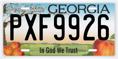 GA license plate PXF9926