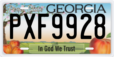 GA license plate PXF9928