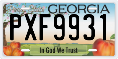 GA license plate PXF9931