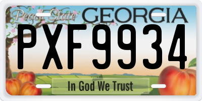 GA license plate PXF9934