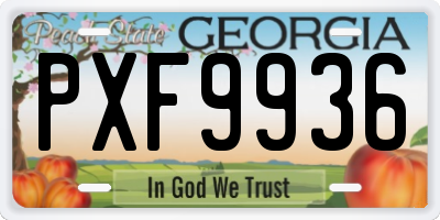 GA license plate PXF9936