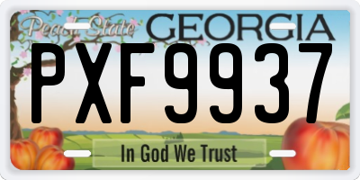 GA license plate PXF9937