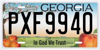 GA license plate PXF9940