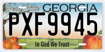 GA license plate PXF9945