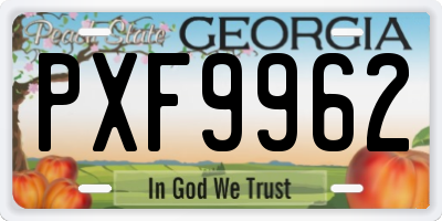 GA license plate PXF9962