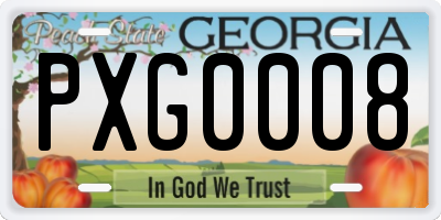 GA license plate PXG0008