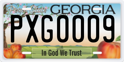 GA license plate PXG0009