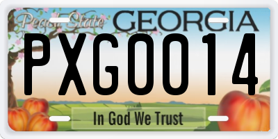 GA license plate PXG0014