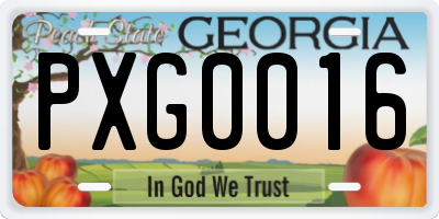 GA license plate PXG0016
