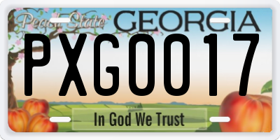 GA license plate PXG0017