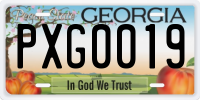 GA license plate PXG0019