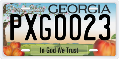 GA license plate PXG0023