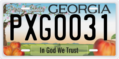GA license plate PXG0031