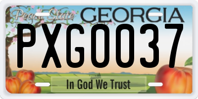 GA license plate PXG0037
