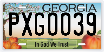 GA license plate PXG0039