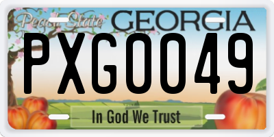 GA license plate PXG0049