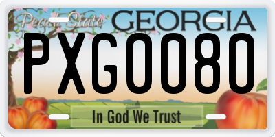 GA license plate PXG0080