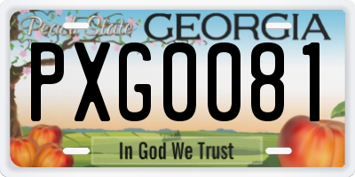 GA license plate PXG0081
