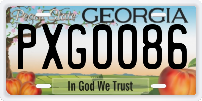 GA license plate PXG0086