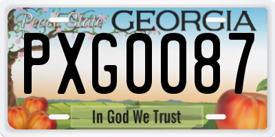GA license plate PXG0087