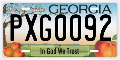 GA license plate PXG0092