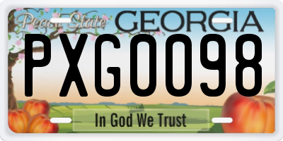 GA license plate PXG0098