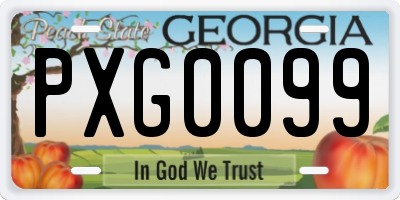GA license plate PXG0099