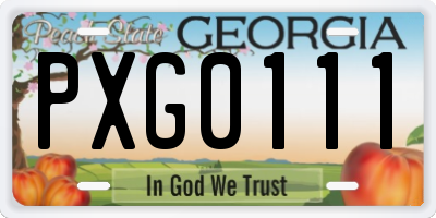 GA license plate PXG0111