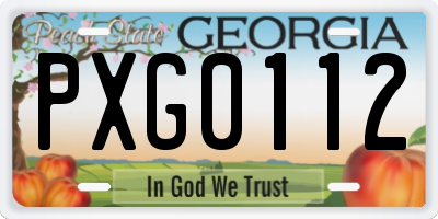 GA license plate PXG0112