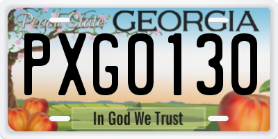 GA license plate PXG0130