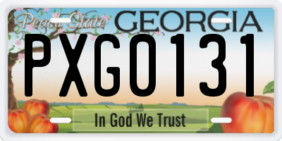 GA license plate PXG0131