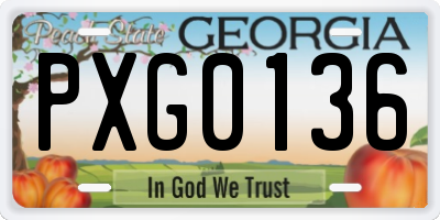 GA license plate PXG0136