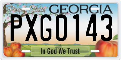 GA license plate PXG0143