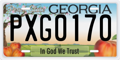GA license plate PXG0170