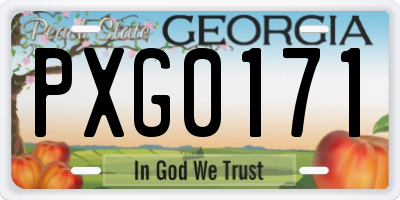 GA license plate PXG0171