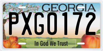 GA license plate PXG0172