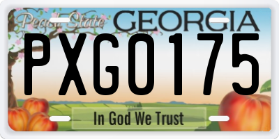 GA license plate PXG0175