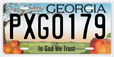 GA license plate PXG0179