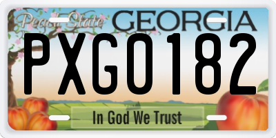GA license plate PXG0182